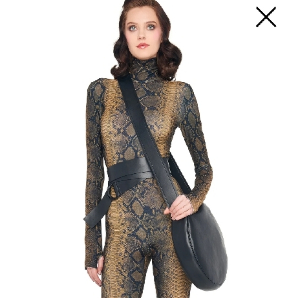 Norma Kamali Black and Bronze Metallic Jumpsuit